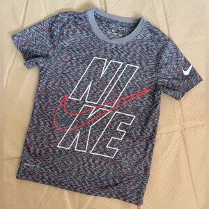 Nike Gray & Neon Red Graphic Dri-FIT Kids' Short Sleeve Tee